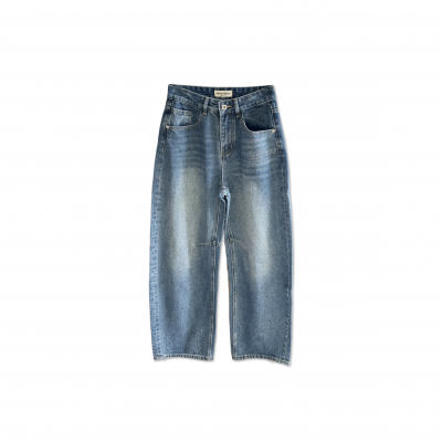 MIU MIU LETTER EMBROIDERED SCIMITAR JEANS